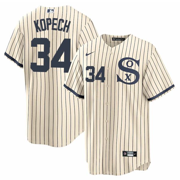 Men Chicago White Sox 34 Kopech Cream stripe Dream version Game Nike 2021 MLB Jersey